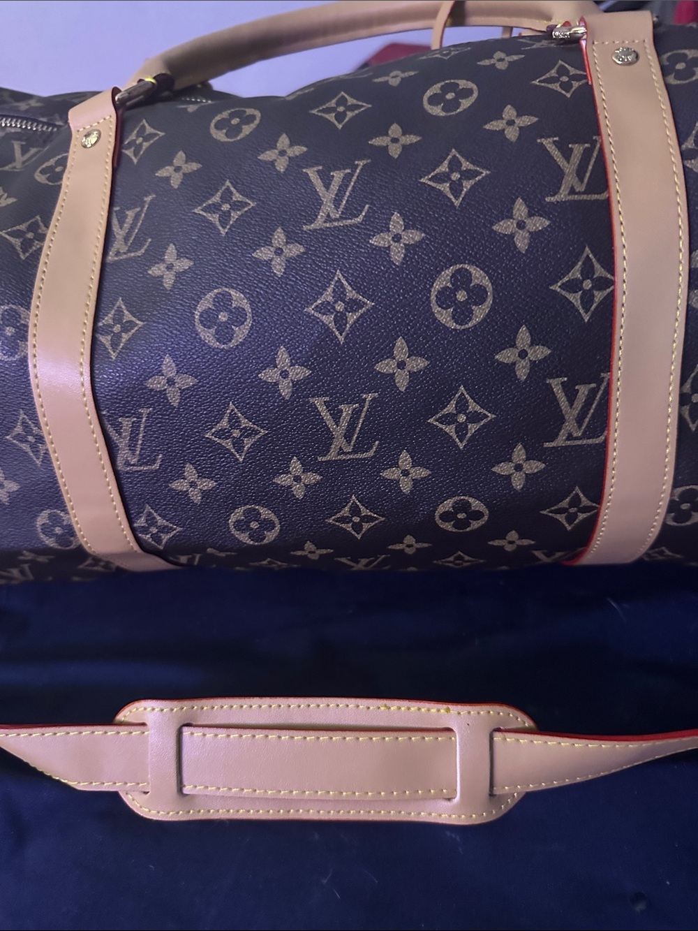 Louis Vuitton Brown Monogram Keepall 55 Bandelouliere Duffel w/Vachetta Trim - Picture 7 of 13